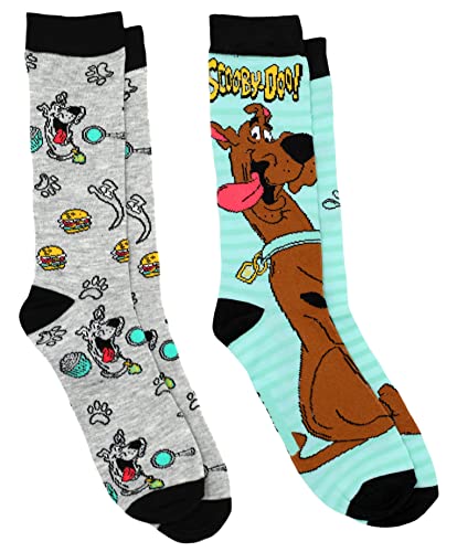 Scooby-Doo Men's 2 Pair Novelty Crew Socks Shoe Size 6-12, Teal