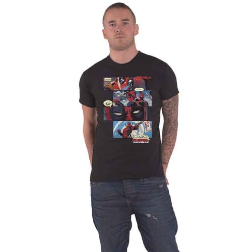 Deadpool Men's Comic Strips T-Shirt Black - Official Marvel Comics Tee