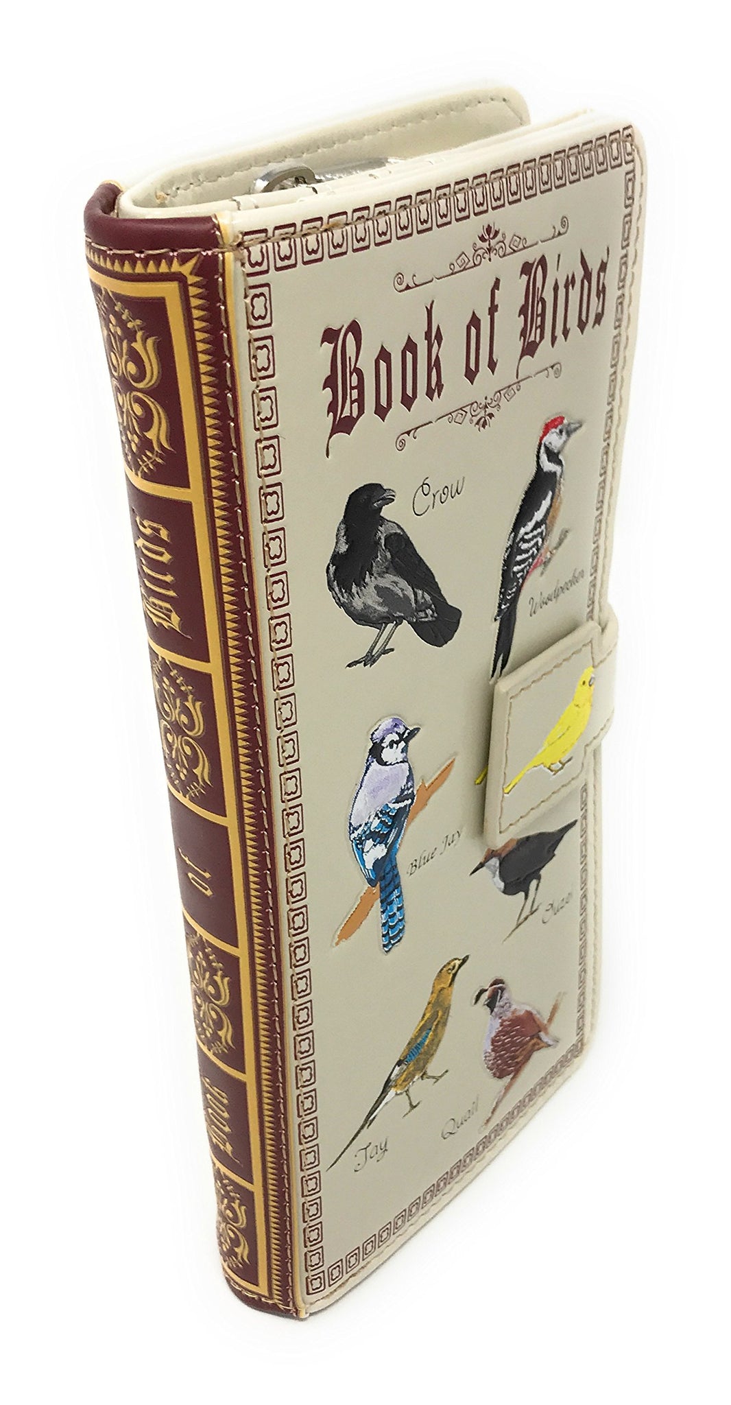 Cream Book of Birds Large Wallet - Elegant Vegan Leather