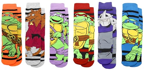 Teenage Mutant Ninja Turtles Men's 6 Pair Pack Crew Socks, Shoe Size 6-12