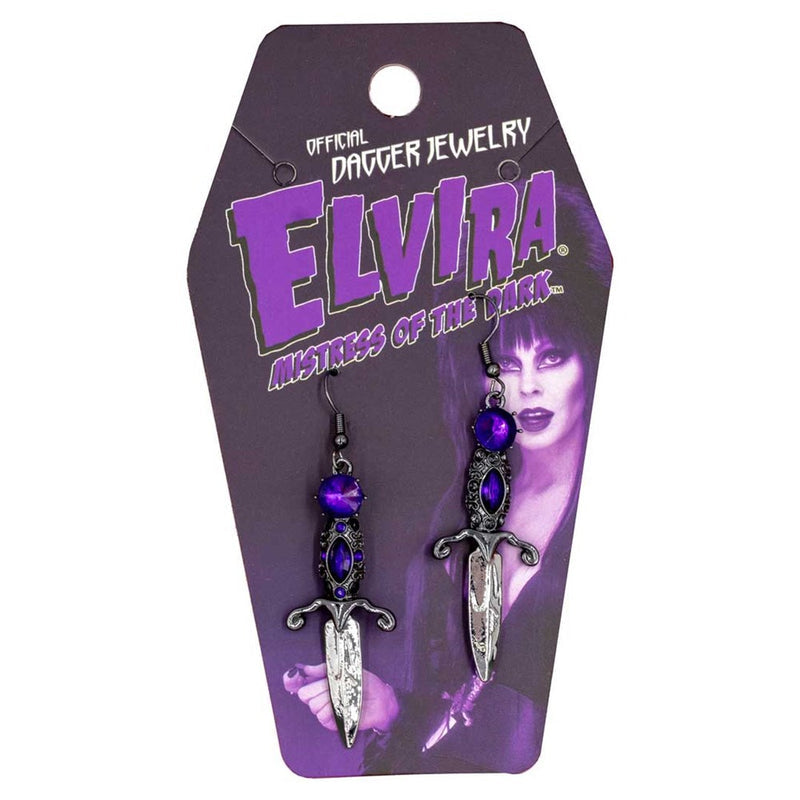 Elvira Dagger Earrings Purple Stones Halloween Horror Jewelry Kreepsville Gothic