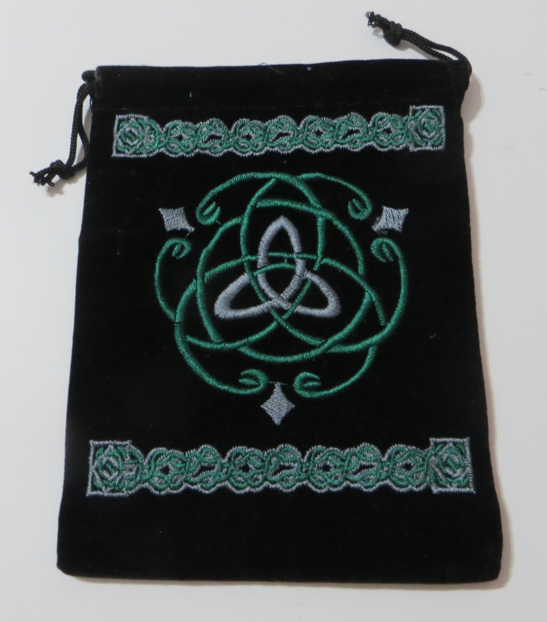 Celtic Triquetra Tarot Card Bag 5x7 Unlined Velveteen Embroidered Bag