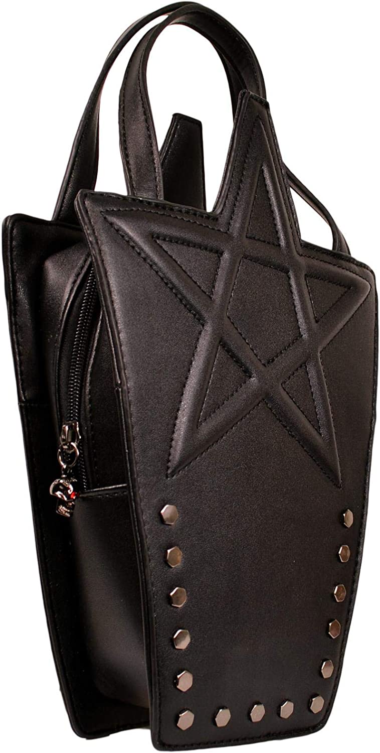 Black Coffin Pentagram Backpack or Handbag Convertible Gothic Bag Karma by Lost Queen