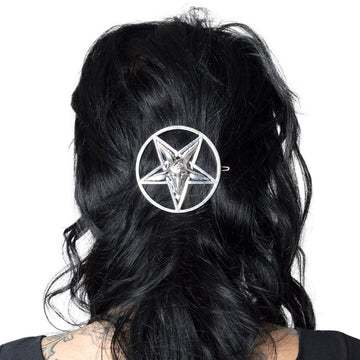 Baphomet Pentagram Hair Clip Gothic Horror Accessory