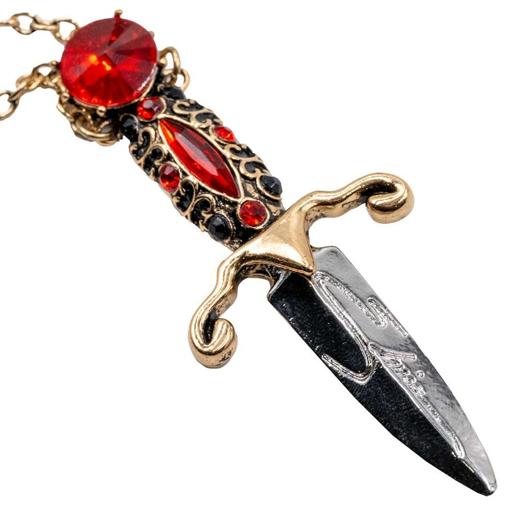 Elvira Dagger Necklace  with Red Stones
