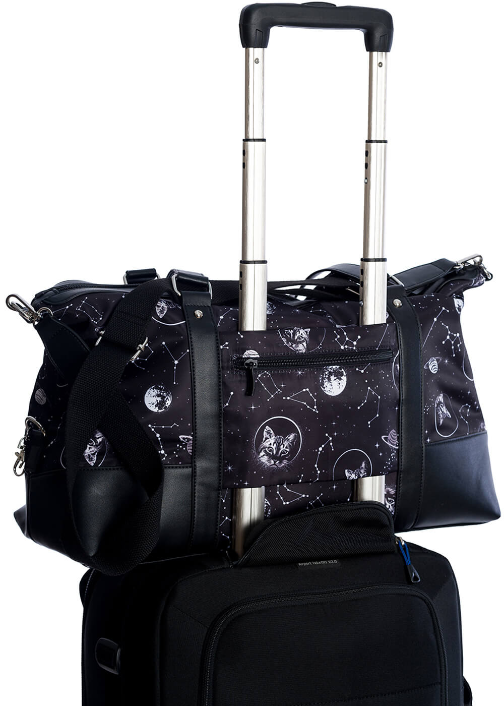 Lost Queen Space Cat Weekend Travel Tote - Planets Stars Gym Bag