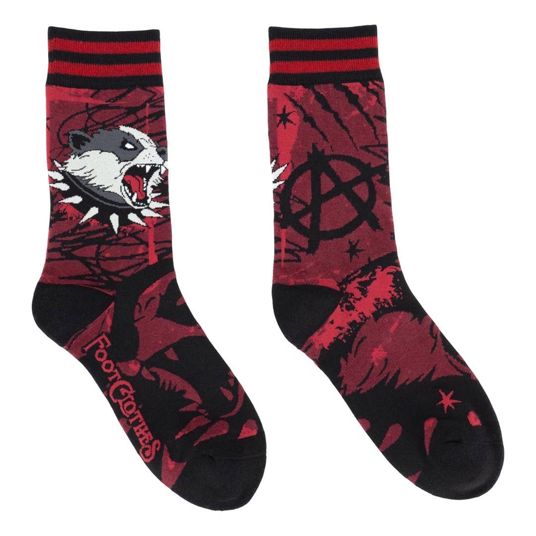 Anarchy Badger Crew Socks Size 6-13