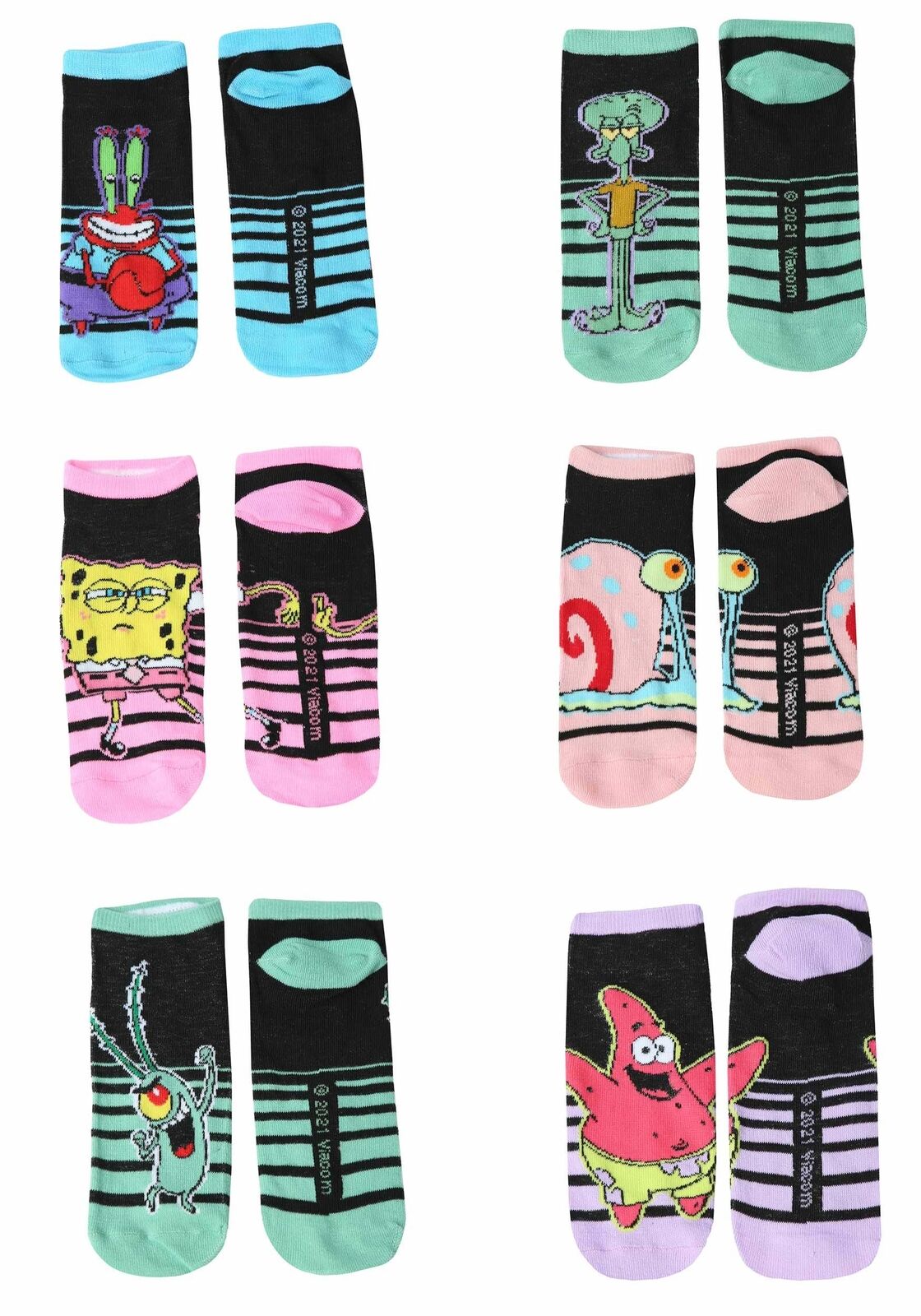 Spongebob Women's Ankle Socks Pack of 6 Pairs - Official Nickelodeon