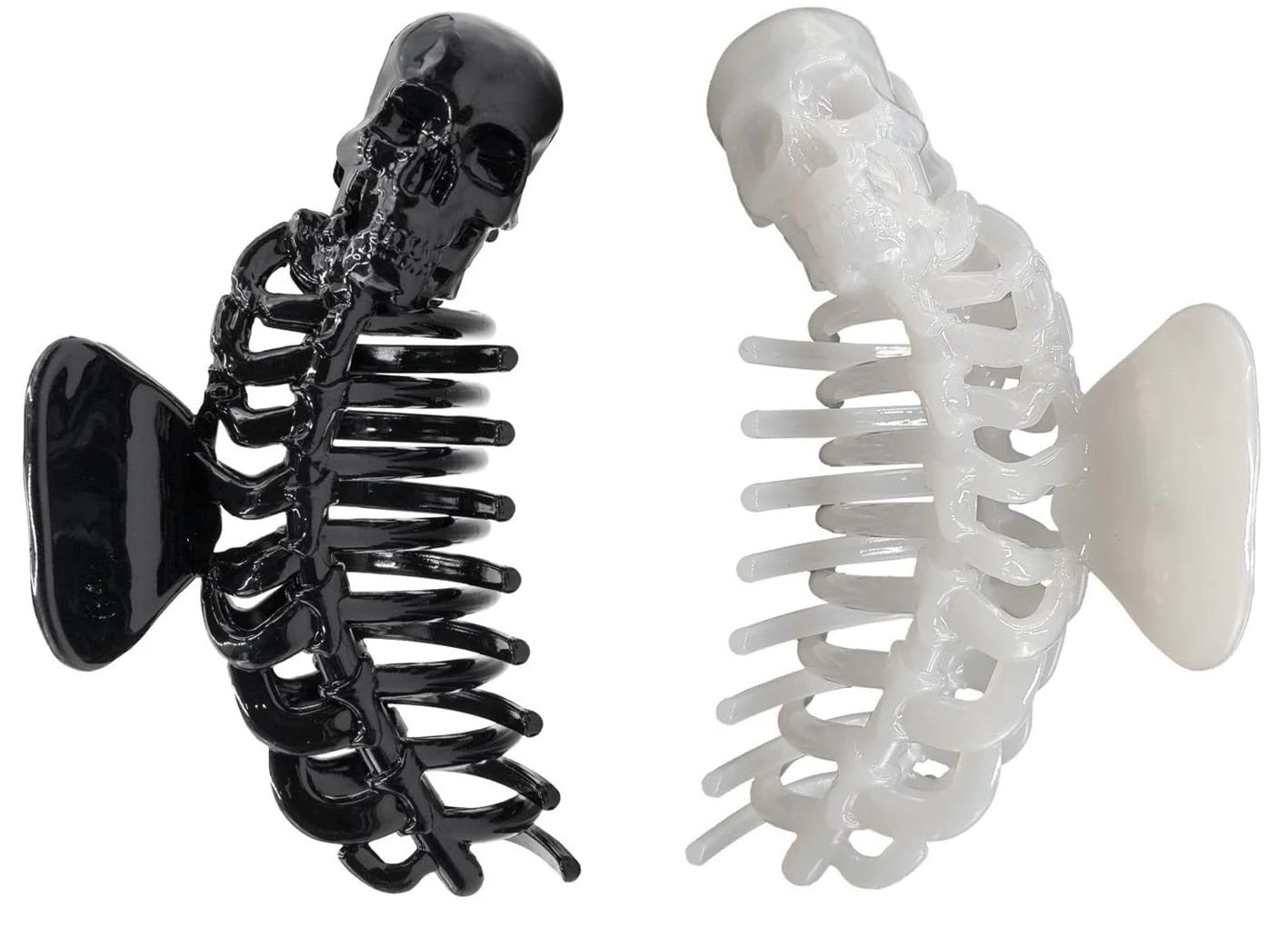 Gothic Skull Skeleton Ribcage Claw Horror Hair Clip Black or Glow in the Dark White
