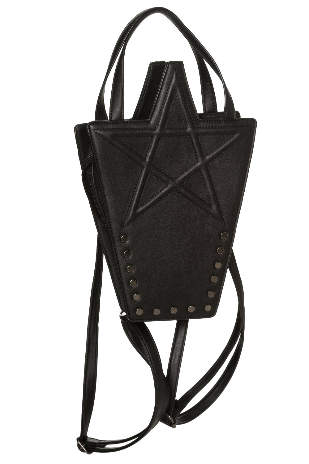 Black Coffin Pentagram Backpack or Handbag Convertible Gothic Bag Karma by Lost Queen