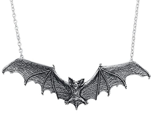5" Gothic Bat Pewter Pendant 25" Chain Necklace