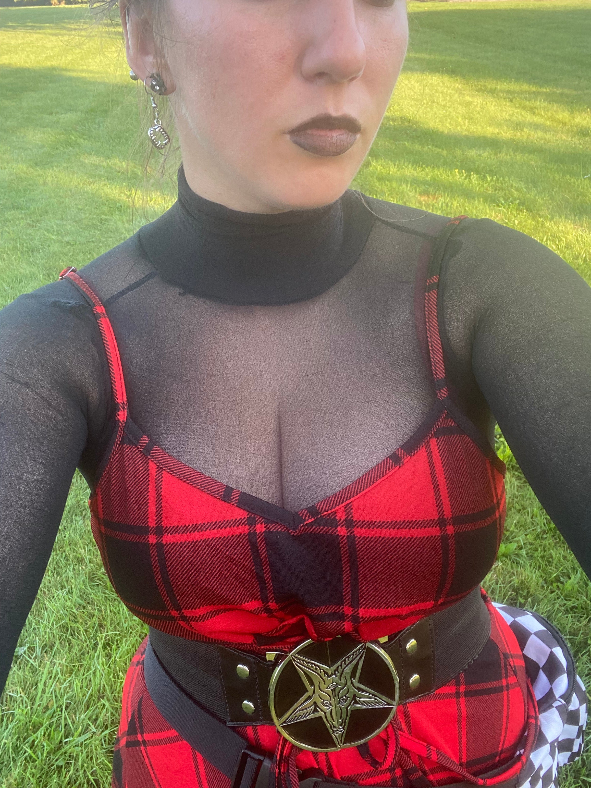 kreepsville 666 Baphomet Pentagram Elastic Waist Belt with Split Buckle Fastening