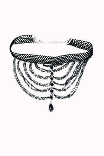 Victorian Layered Bejeweled Gothic Choker - D'Lish Adjustable Necklace