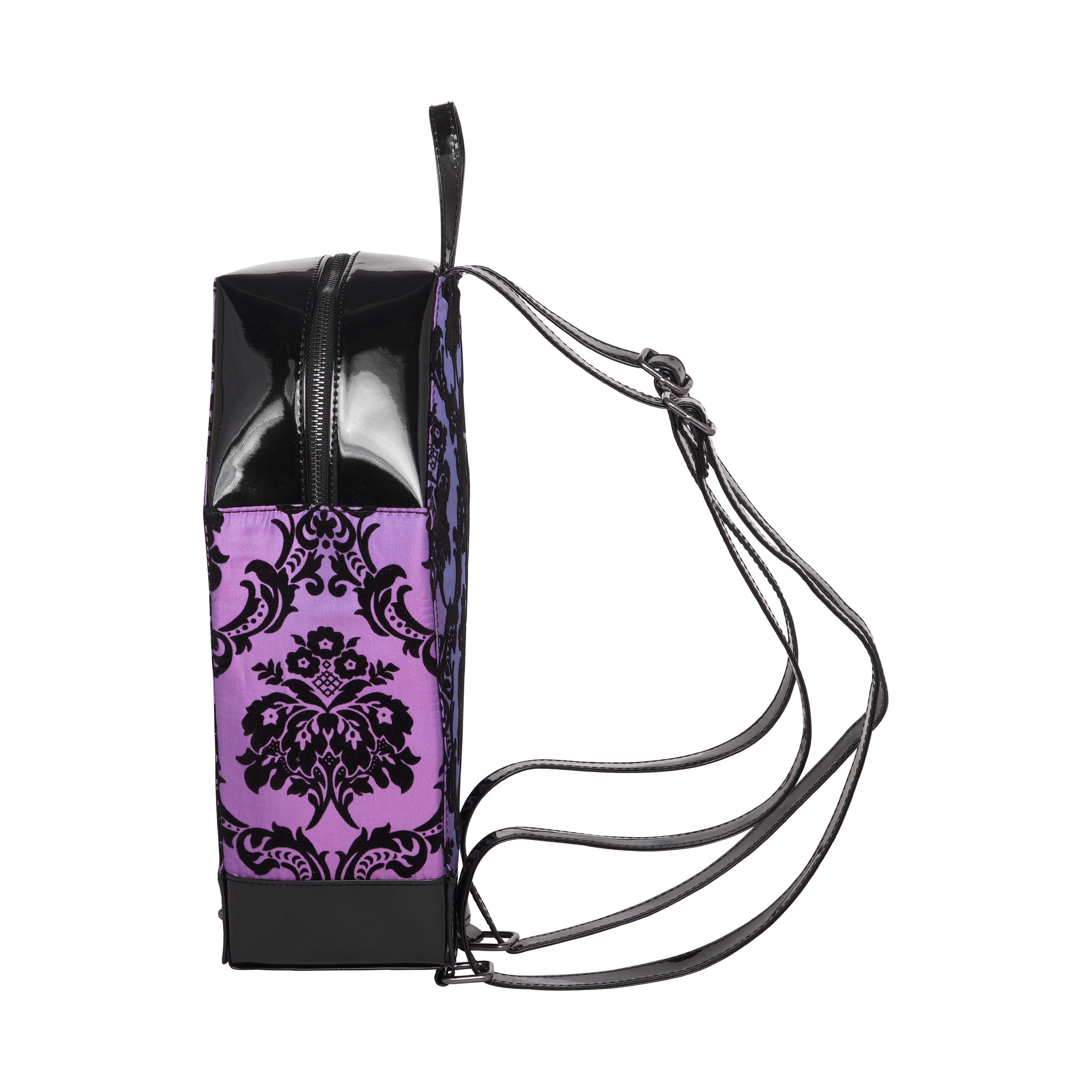 Purple Damask Coffin Backpack Gothic Print Bag from Rock Rebel