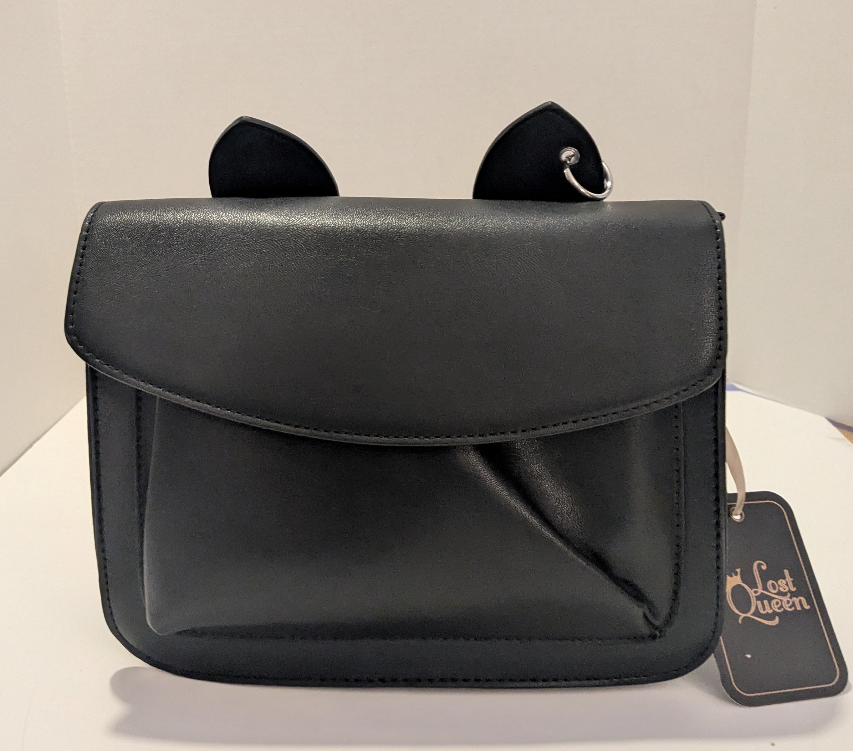 Lost Queen Catacomb Bat Crossbody Bag – Gothic Black Shoulder Bag with Wings & Ears