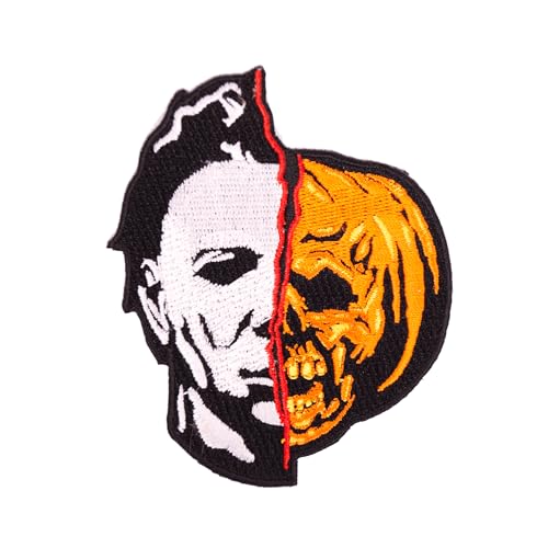 Halloween II Michael Myers Split Pumpkin Mask Iron-On Patch – Official Rock Rebel Embroidered Horror Movie Patch