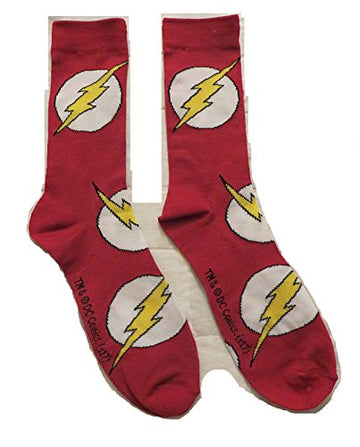 DC Flash All Over Logo Men's Crew Socks Superhero Sizes 10-13 6-12