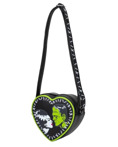 Bride of Frankenstein 9" Stitched Heart Mini Crossbody Bag - Universal Women's Purse