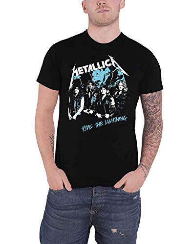 Metallica T Shirt Vintage Ride The Lightning Band Logo Official Mens Black