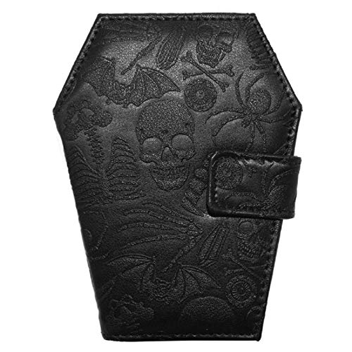 Black Coffin-Shaped Vegan Bifold Wallet Embossed Print - Kreepsville 666