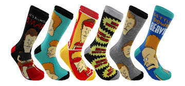 Hyp Beavis and Butt-Head Adult Casual Crew Socks, 6-Pack, Size 6-12