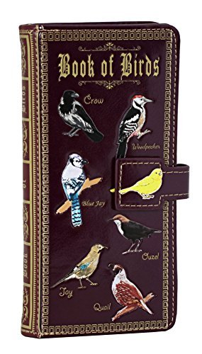 Shag Wear Book of Birds Large Wallet for Women 7" Burgandy