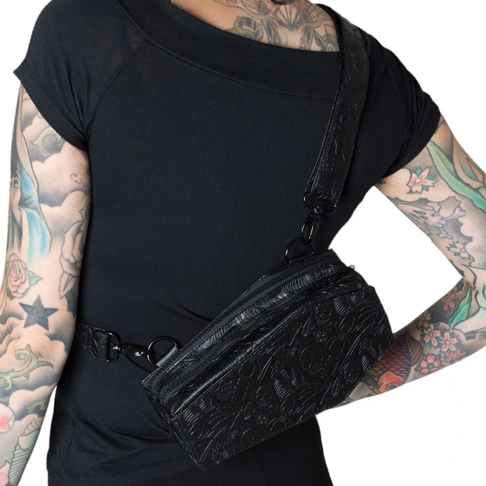sling the embossed coffin bag on your back and wear it as a crossbody bag!