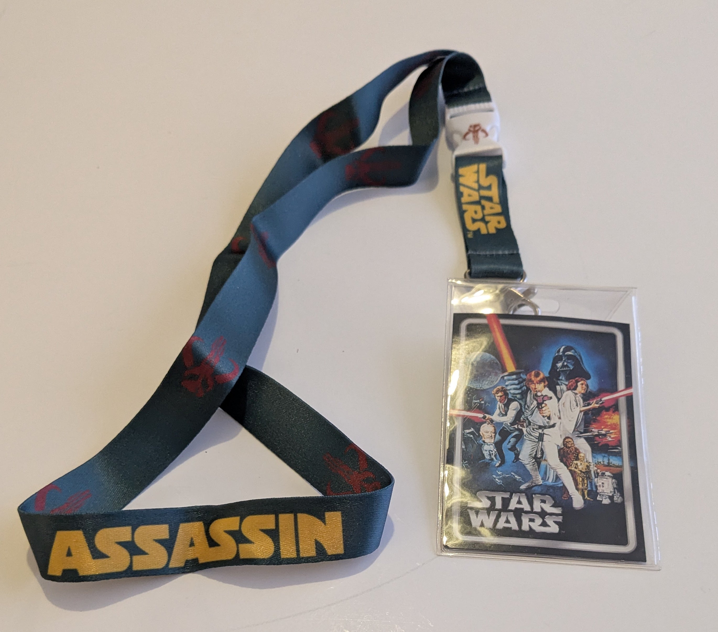 Star Wars Boba Fett Assassin Mandalorian Lanyard Keychain w/ ID Badge Holder