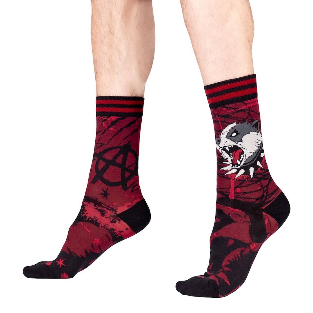 Anarchy Badger Crew Socks Size 6-13