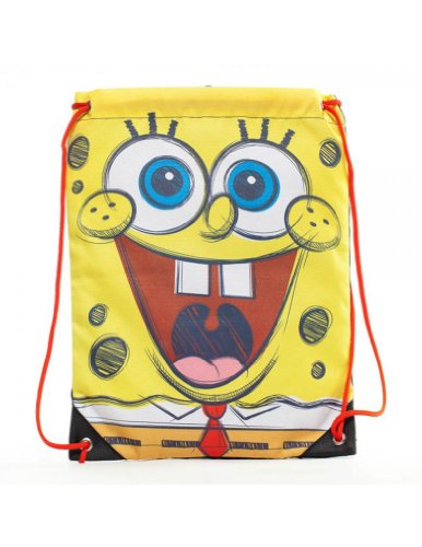 Spongebob Squarepants 17" Cinch Backpack Big Face Yellow Drawstring Bag