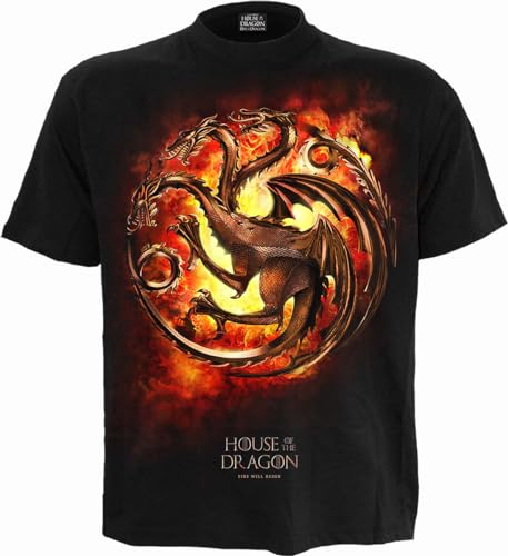 House of The Dragon Men's T-Shirt Targaryen Logo Dragon Flames