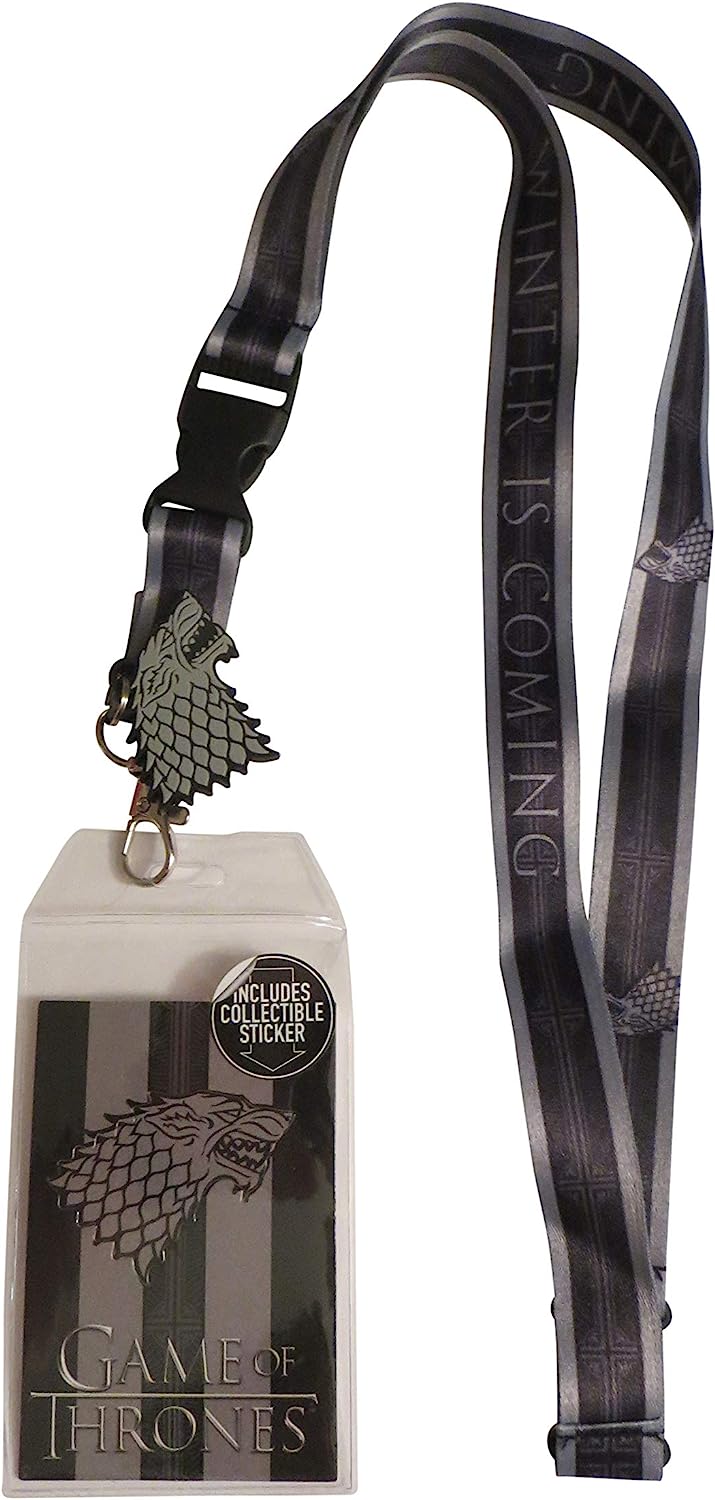 Game of Thrones House Stark Lanyard with Dire Wolf Charm