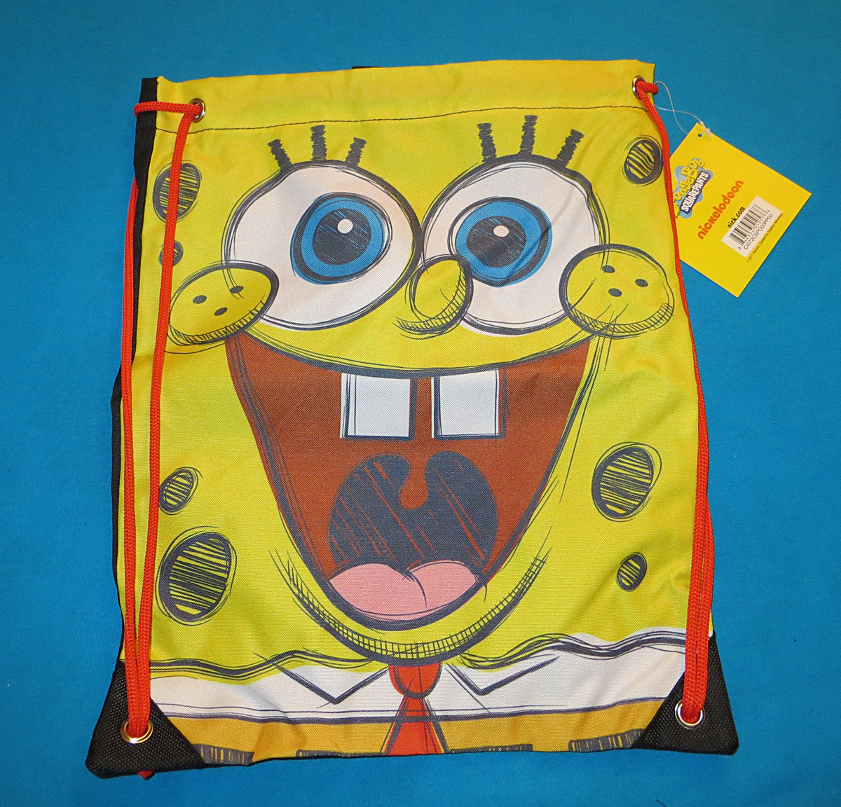 Spongebob Squarepants 17" Cinch Backpack Big Face Yellow Drawstring Bag