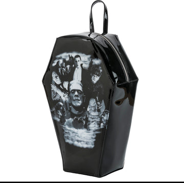 Universal Monsters Coffin Backpack with Frankenstein Dracula Bride Wolfman Mummy