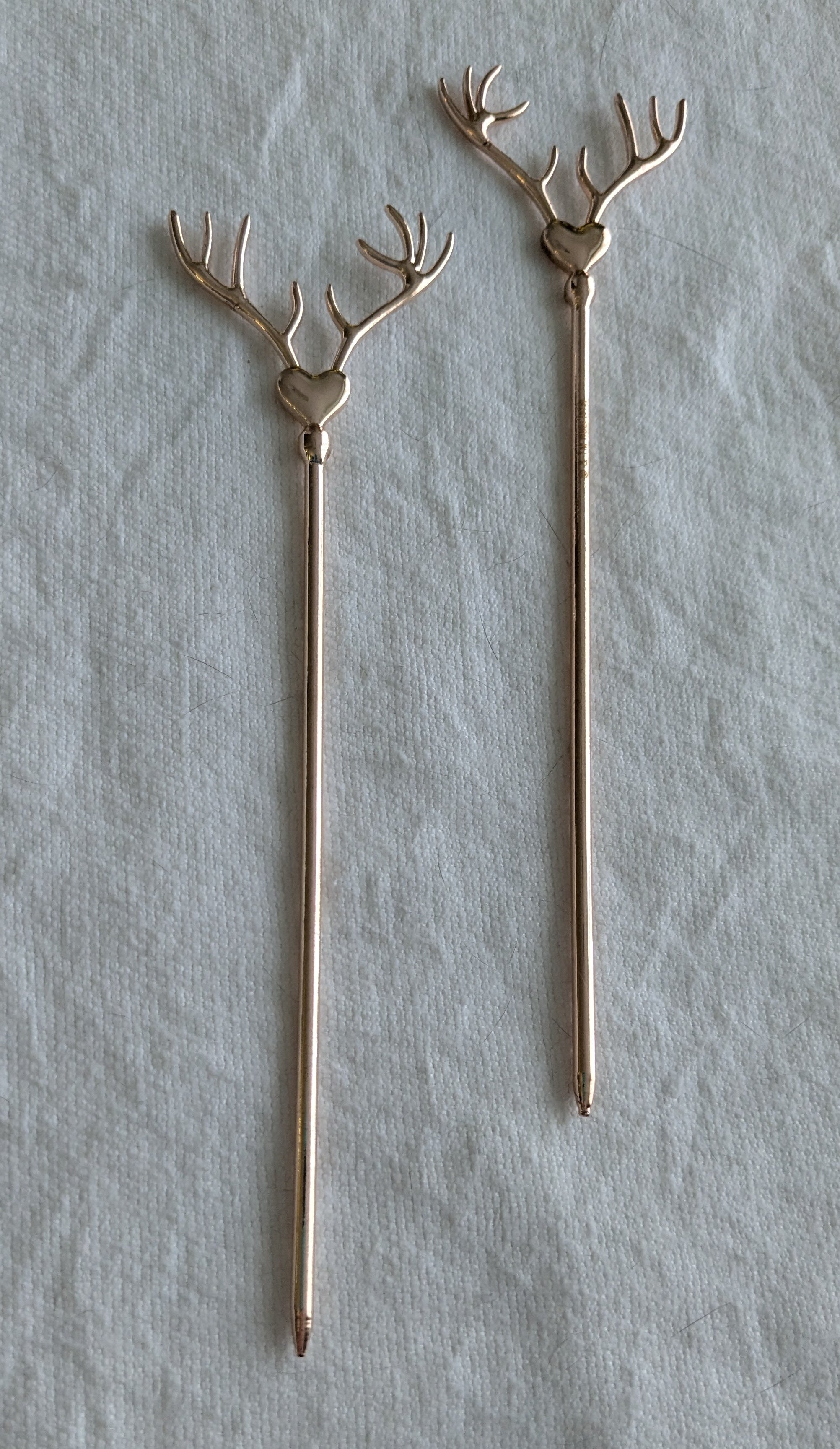 Harry Potter Patronus Stag Antler Hair Sticks Set of 2 Rose Gold