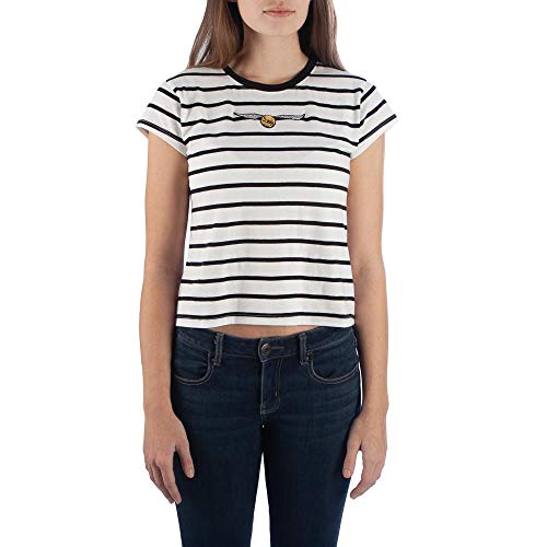 Juniors' Harry Potter Golden Snitch Cropped & Striped T-Shirt