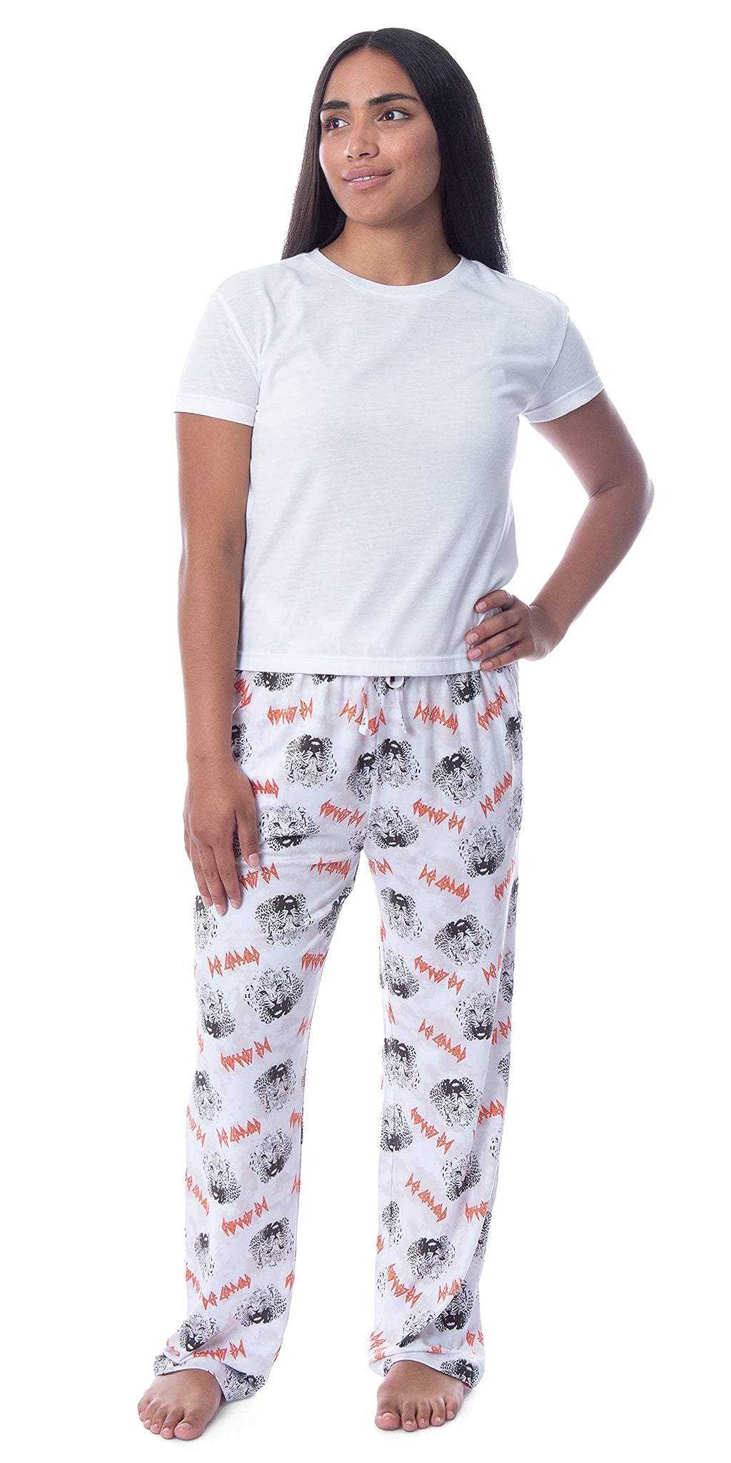 Def Leppard Womens' Rock Band Logo Leopard Toss Print Tie-Dye Pajama Pants