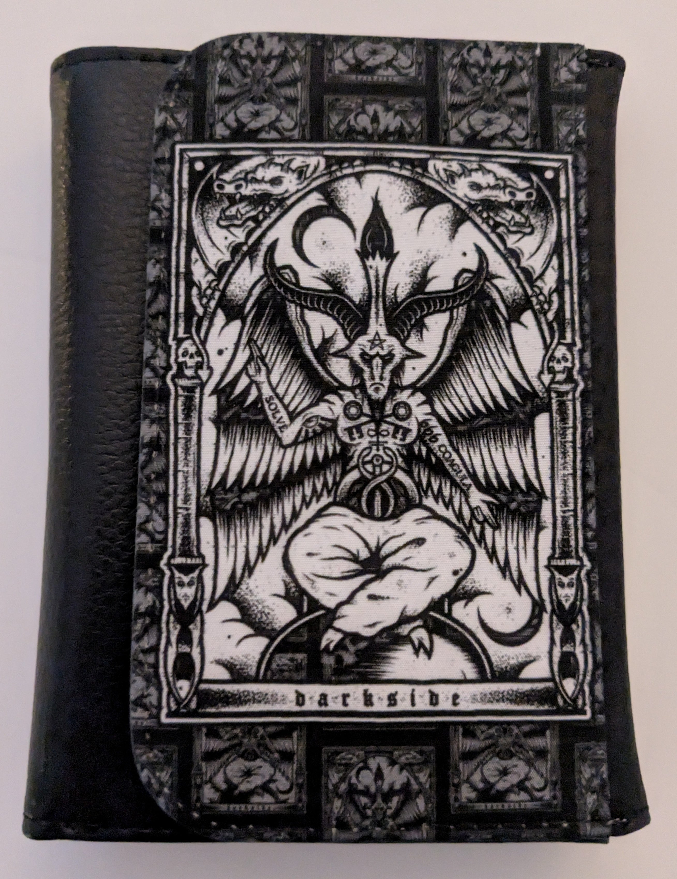 Baphomet Tri-Fold Wallet Black Faux Leather Satanic Tarot TriFold