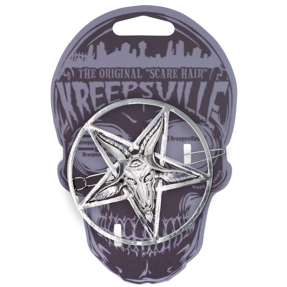 Baphomet Pentagram Hair Clip Gothic Horror Accessory