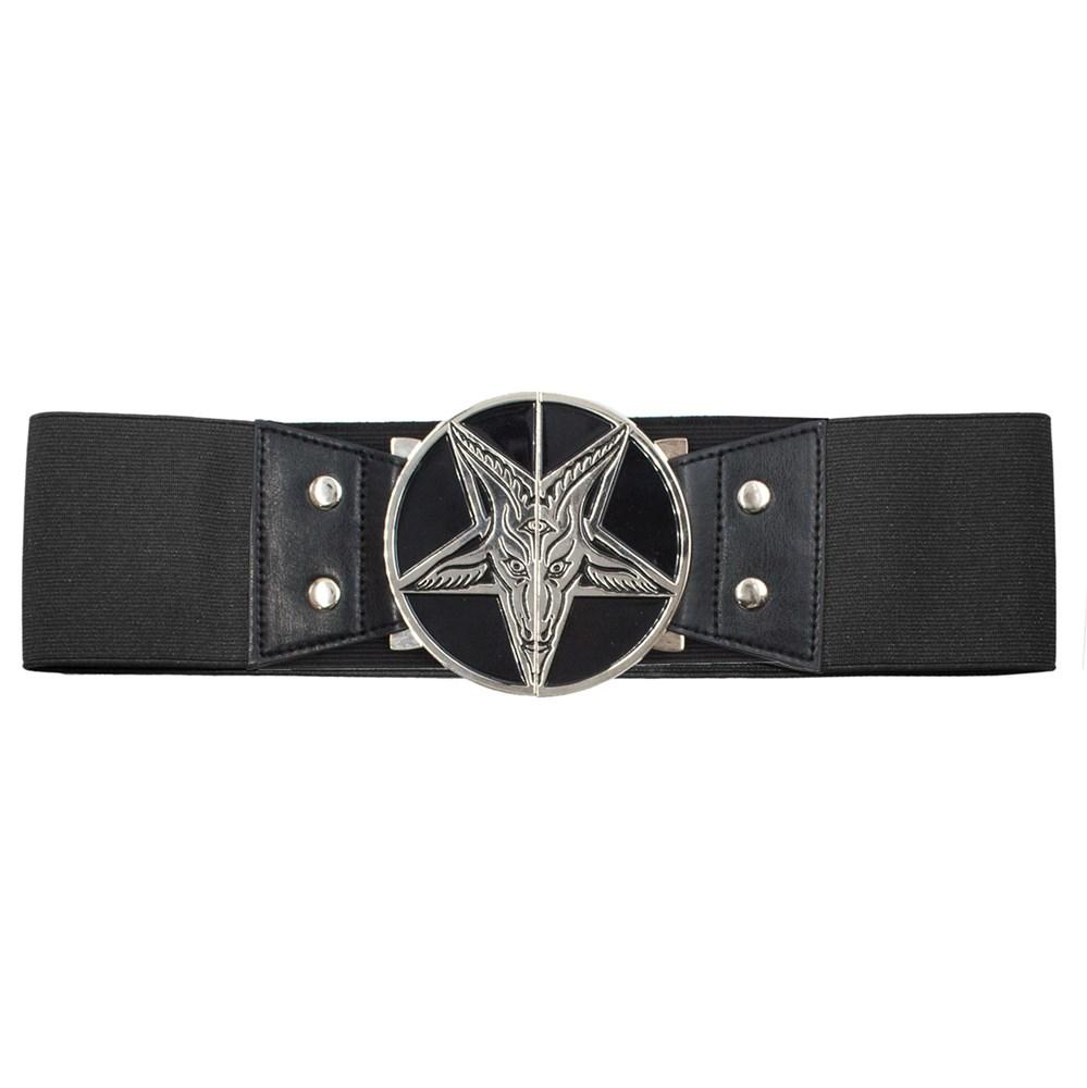 kreepsville 666 Baphomet Pentagram Elastic Waist Belt with Split Buckle Fastening