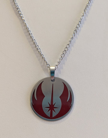 Star Wars Jedi Order Red Symbol Round Pendant Necklace