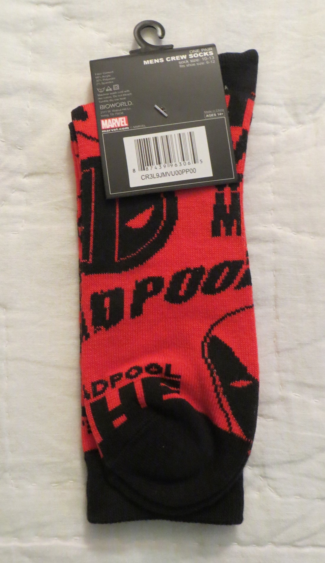 Marvel Deadpool Merc With A Mouth Men's Crew Socks