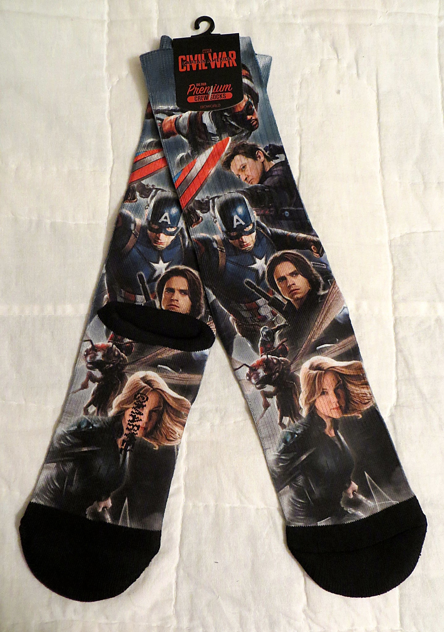 Captain America Civil War Sublimated Men's Crew Socks 4 Pair Bundle
