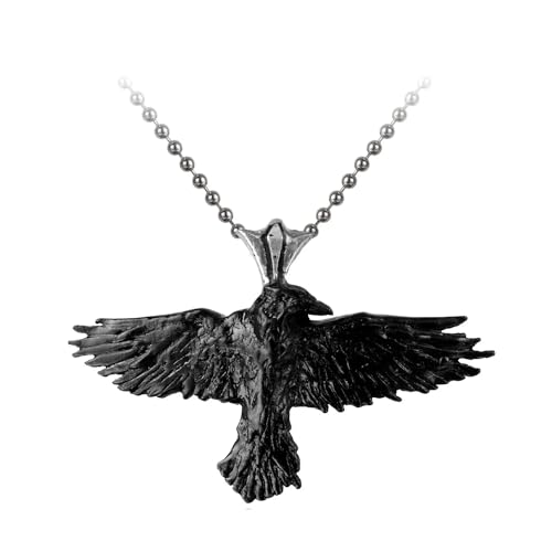 Black Raven Pewter Pendant on 27" Chain Necklace Alchemy Gothic