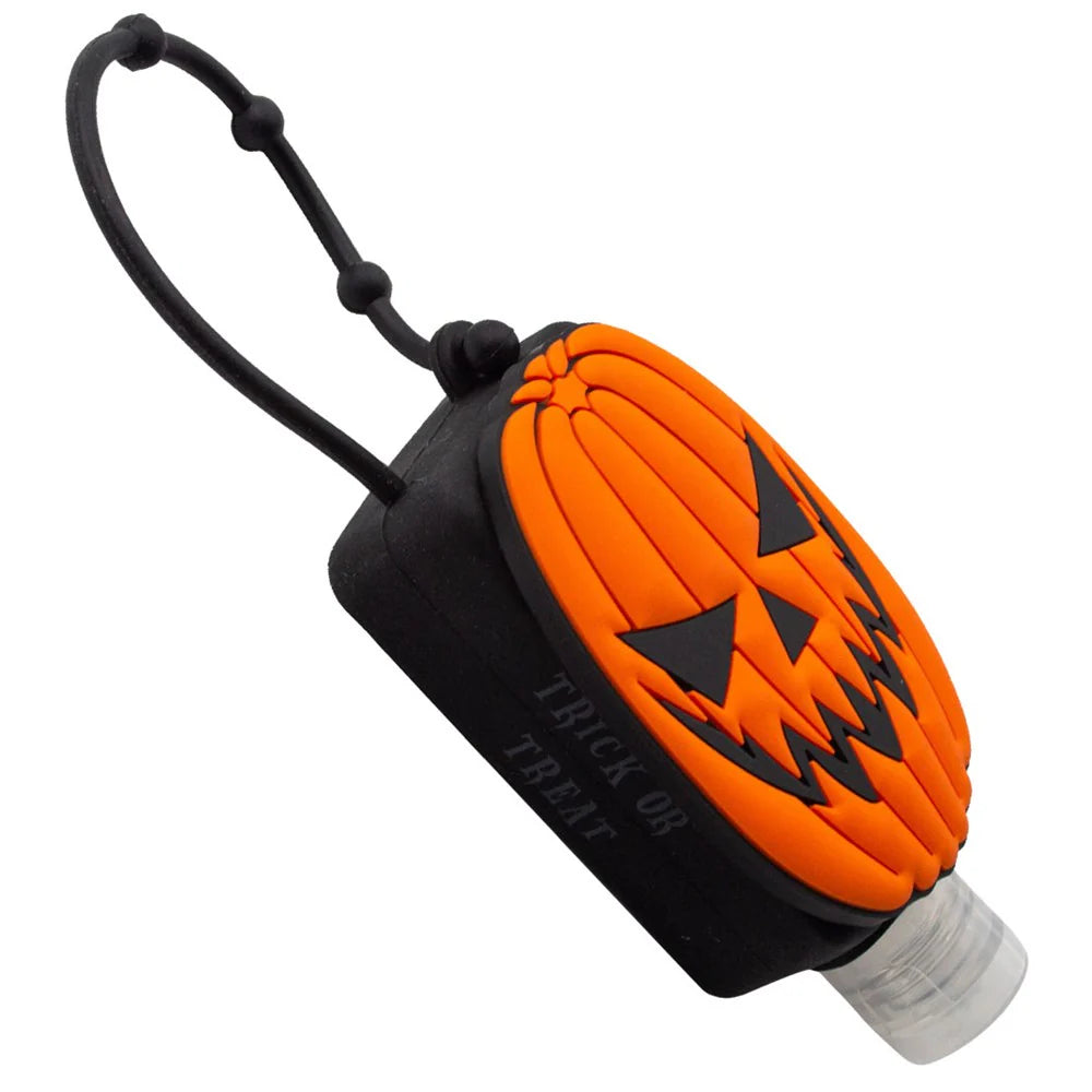 Pumpkin Hand Sanitizer Holder with Empty Refillable Bottle Jack O Lantern