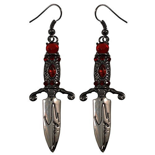 Elvira Dagger Earrings Red Stones Halloween Horror Jewelry Kreepsville Gothic