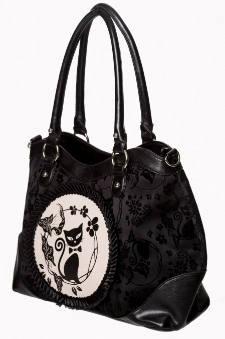 Lost Queen Dark Victorian Purse, Gothic Cat Print Shoulder Bag