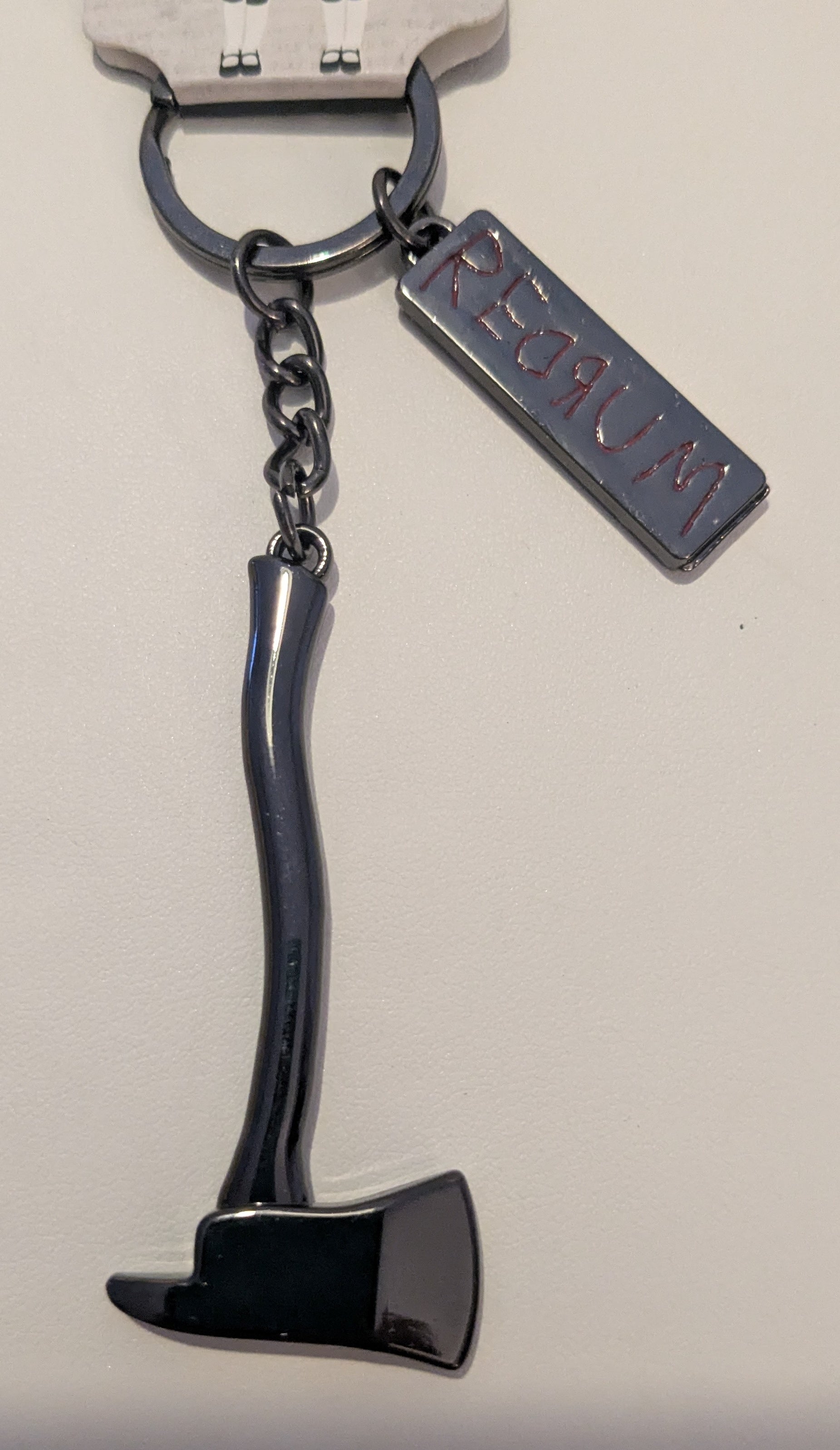 The Shining Axe Keychain Keyring with Redrum charm