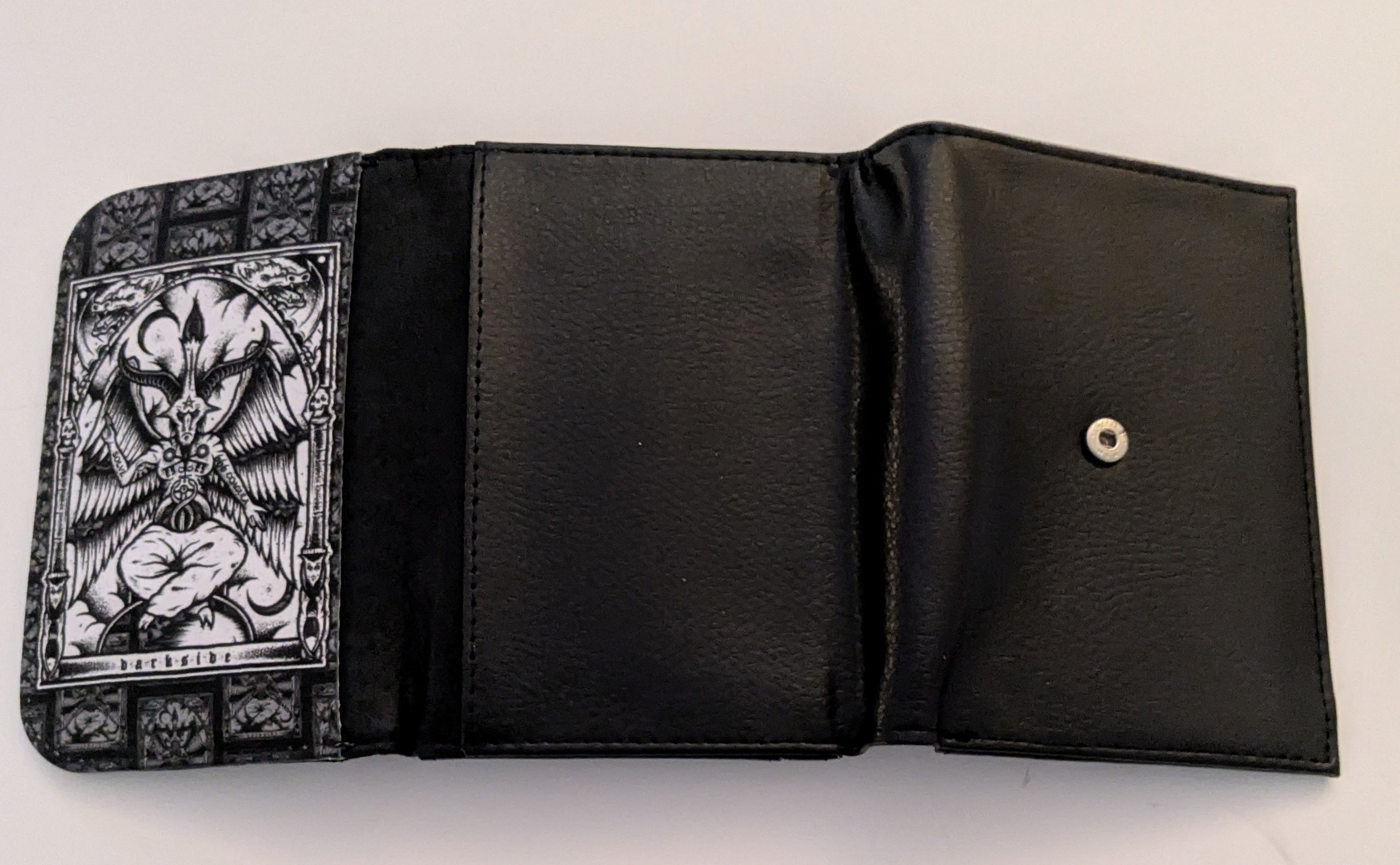 Baphomet Tri-Fold Wallet Black Faux Leather Satanic Tarot TriFold