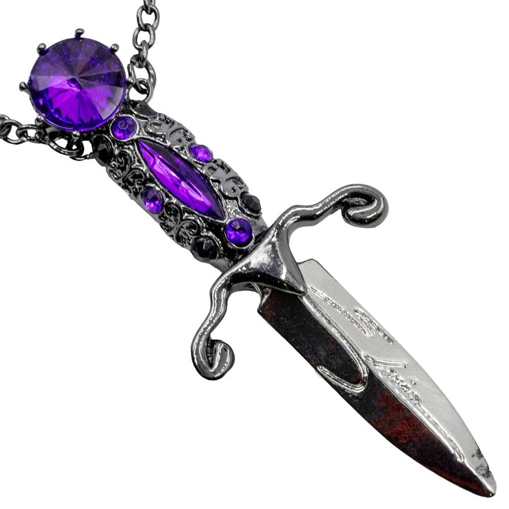 Elvira Dagger Necklace with Purple Stones